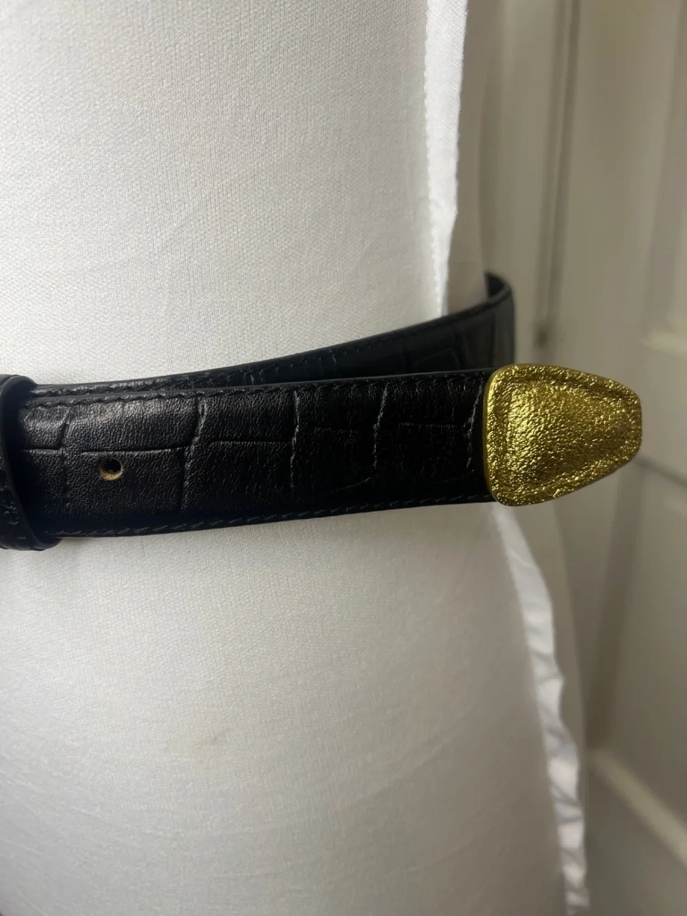 Cebine Vintage Black Embossed Leather Belt Size RTM